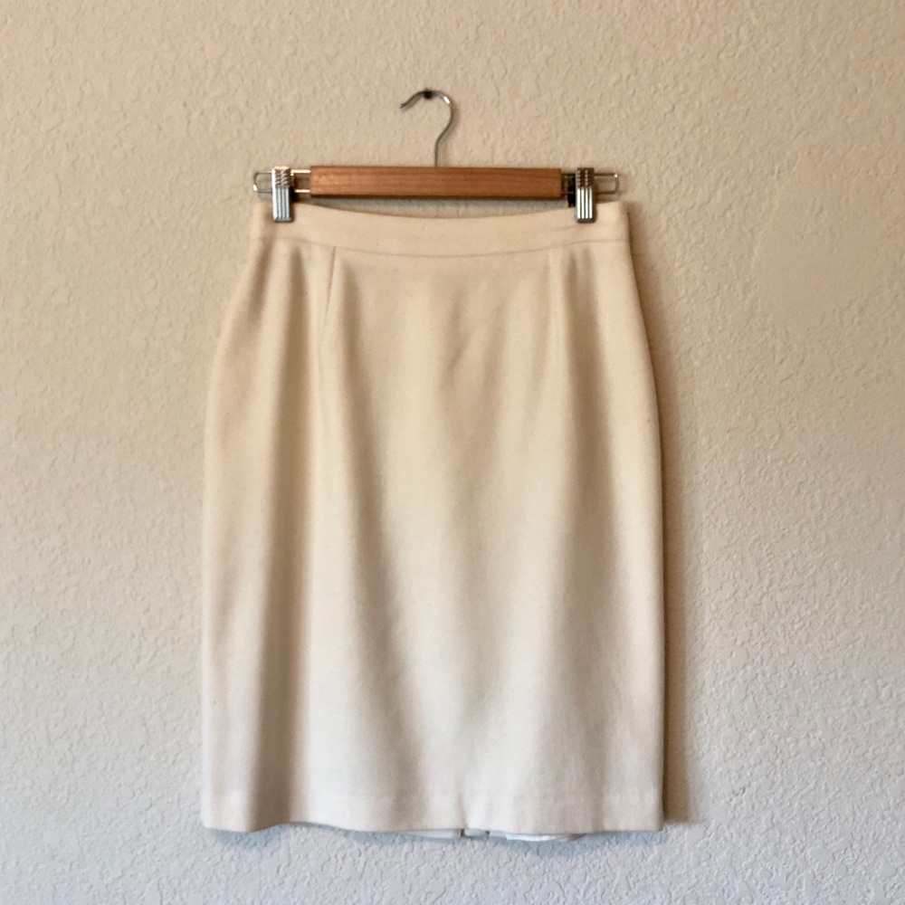 White Wool Pencil Skirt